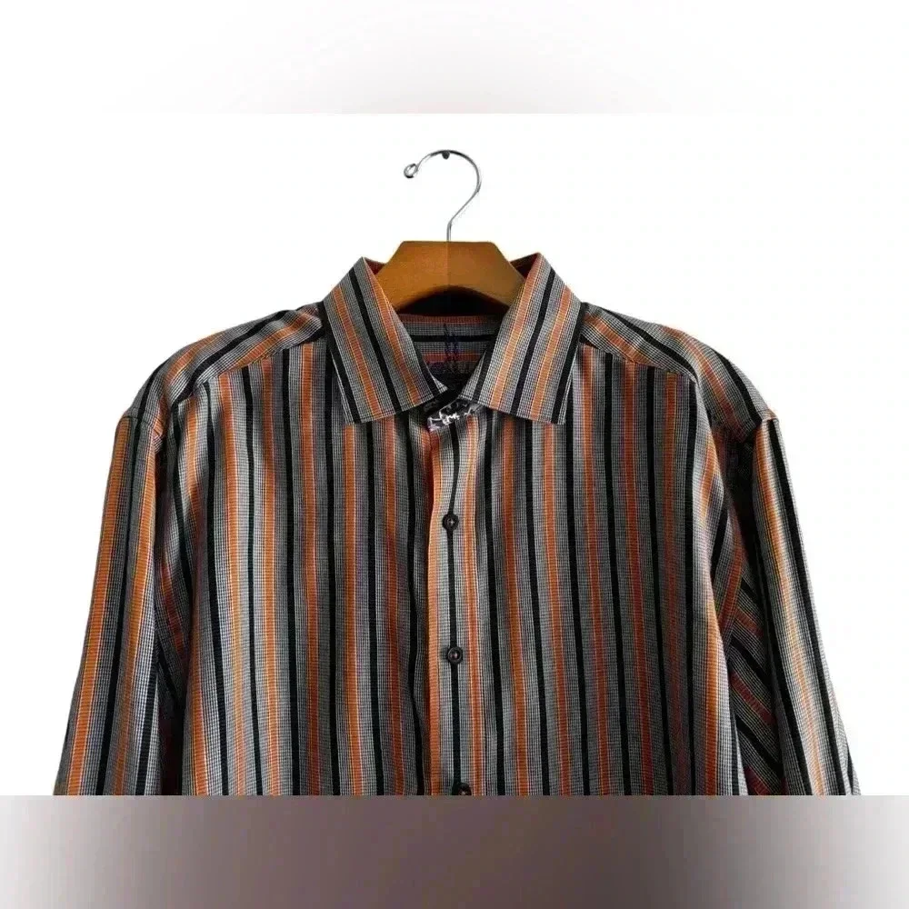 Robert Graham Button Down Dress Shirt Men's Long Sleeve Stripe Size M - Picture 3 of 16
